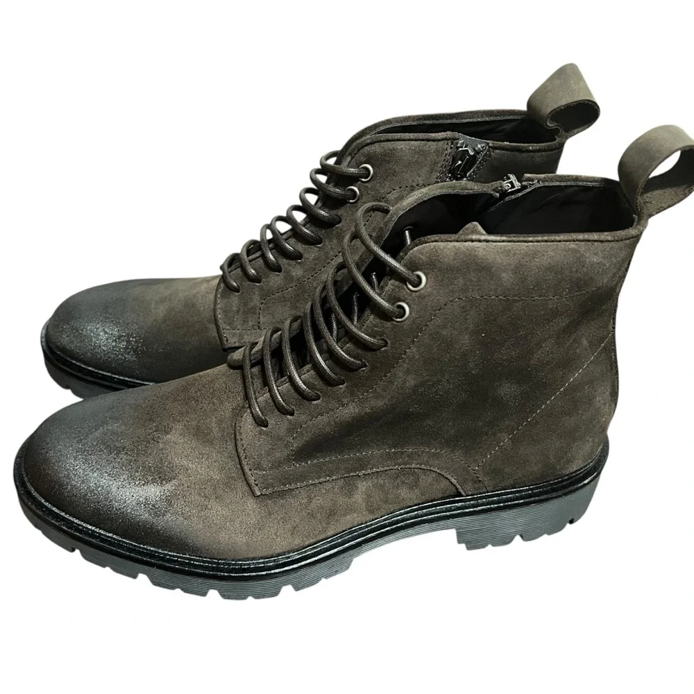 Good Man Brand Men’s Italian Leather‎ Lace/zip Up Modern City Boot Brown Size 10 - Picture 10 of 12